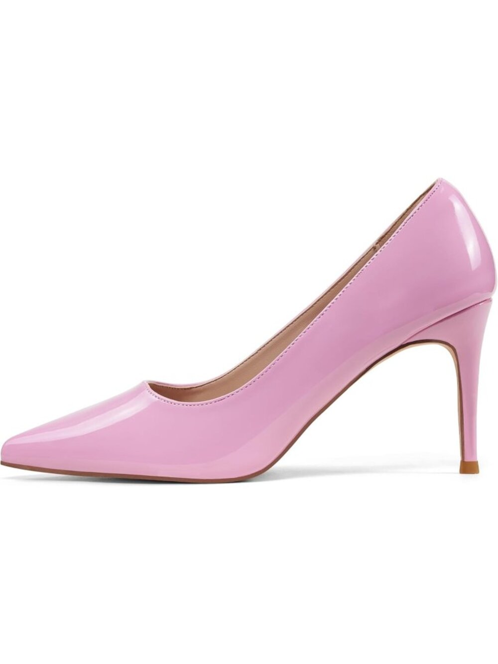 Women's Pink Tang Classic Point Pull-on Heeled Pumps Leather Closed Toe Shoes